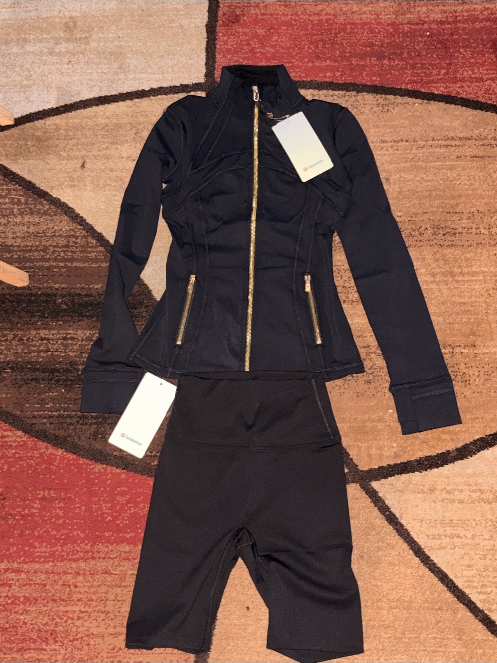 lululemon athletica Black Slim Fit Zip defined set with gold Zipper